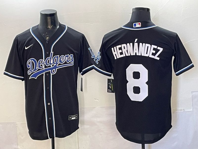 Men 2026 Nike Los Angeles Dodgers #8 Hernandez Black Game MLB Jersey 014